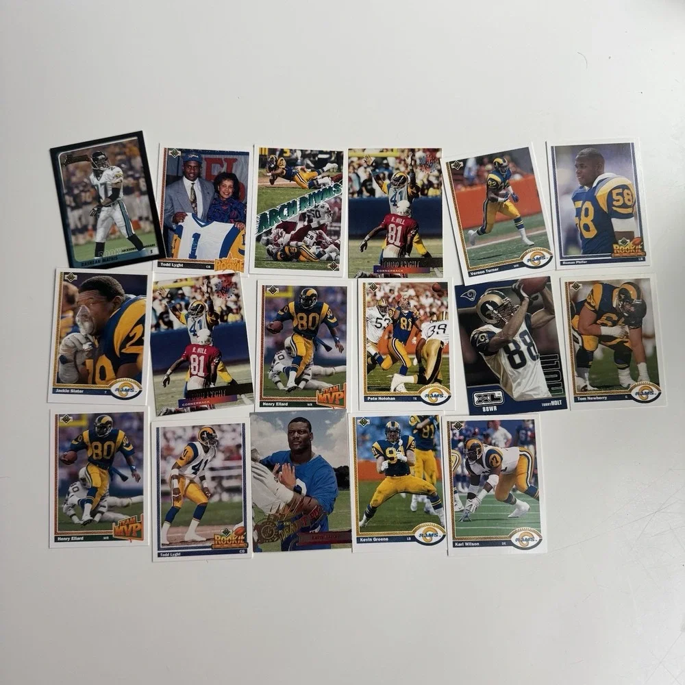 St. Louis Rams Football Card Lot (18) Henry Ellard Kevin Greene Rookies